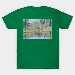 A pond with a bridge T-Shirt